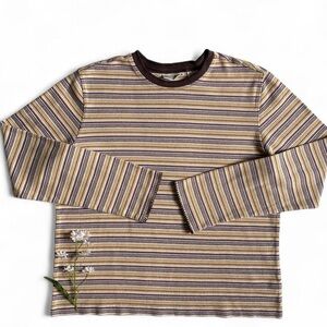 Vintage brown & yellow striped long sleeve top